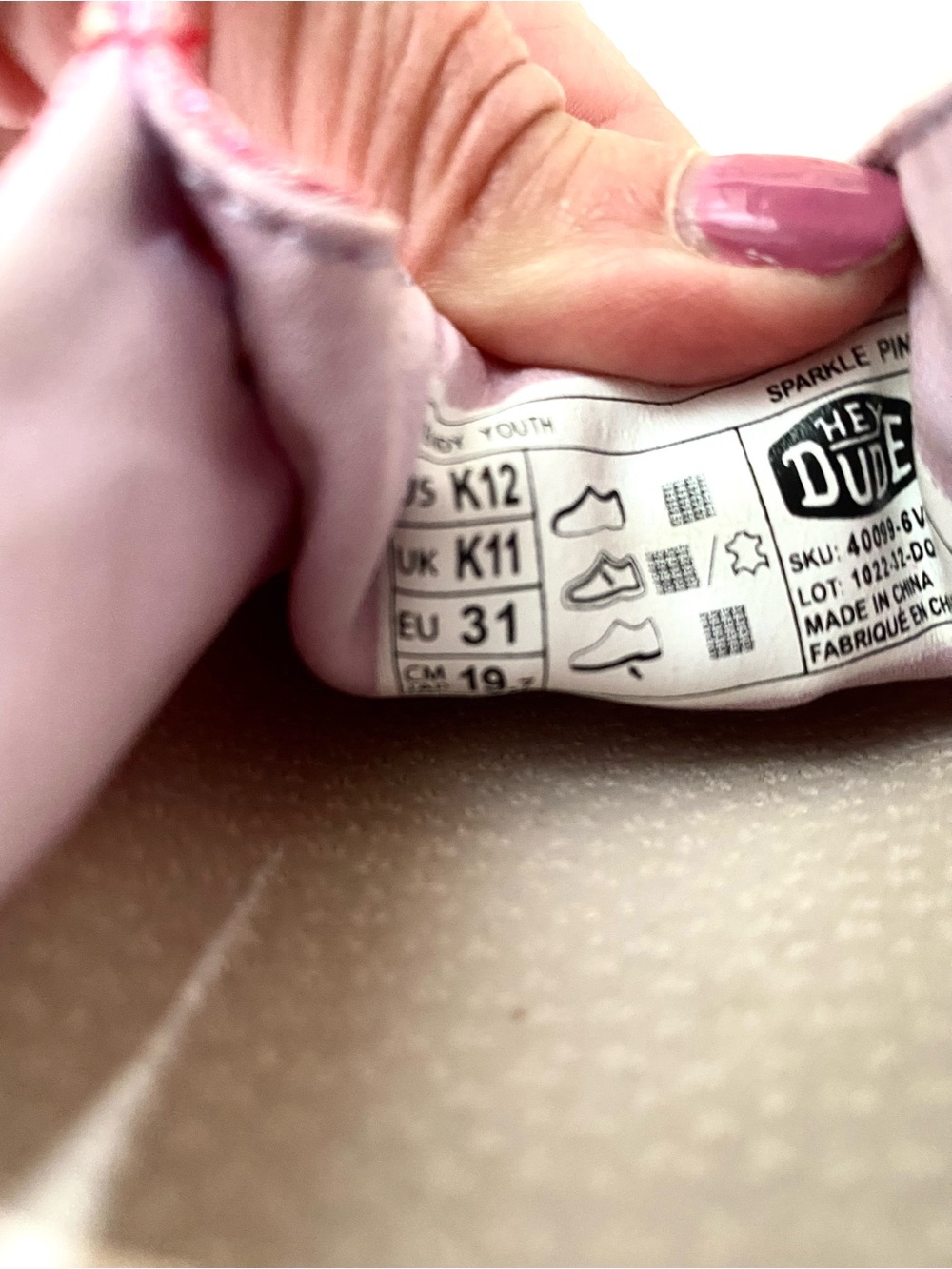 Hey Dude Sparkle Pink Youth Slip-Ons K12 - Picture 2 of 6